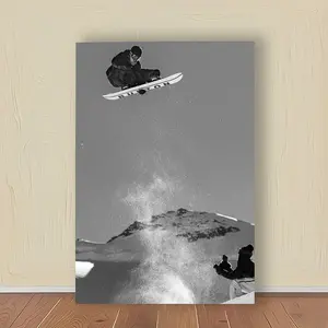 Snowboarding Jump Frameless 2D Print Canvas Paint Winter Sports Wall Art Aesthetic Scenery Ideal Gift