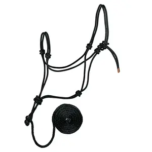 Weaver Leather Rope Halter with 10' Lead - No-Break Design Black