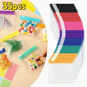 35pcs Pill Pouch Bags Zippered Reusable Translucent Medicine Organizer Set Self Sealing Medicine Bag Travel Plastic Pill Bags with Slide Lock for Small Items Storage