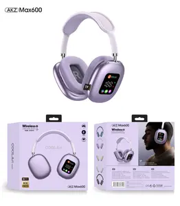 MUSEN AKZ-MAX600 Wireless On-Ear Headphones, RGB Digital Display Screen Headset, Support TF Card Bluetooth Earphones With 3D Stereo Sponge Earmuffs, Large-Screen LED HD Display for More Comfortable Wear Experience & Sound Quality Electronic Earbud
