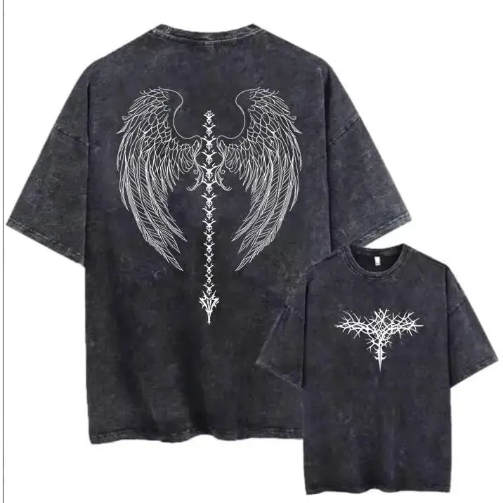 Men's Y2K Wash  Graphic T-Shirts  Print Vintage Oversized Washed Tees  Clothes Casual Streetwear