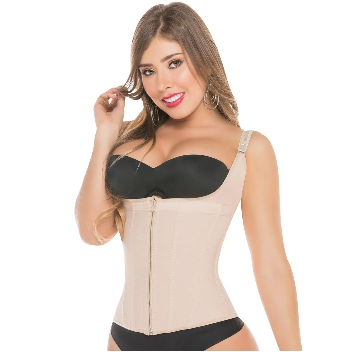 Women's Colombian Waist Training Tummy Control Vest Shaper - Fajas Salome 313, Adjustable Removable Straps, Zipper Closure, Hypoallergenic Cotton Lining, Comfortable Style