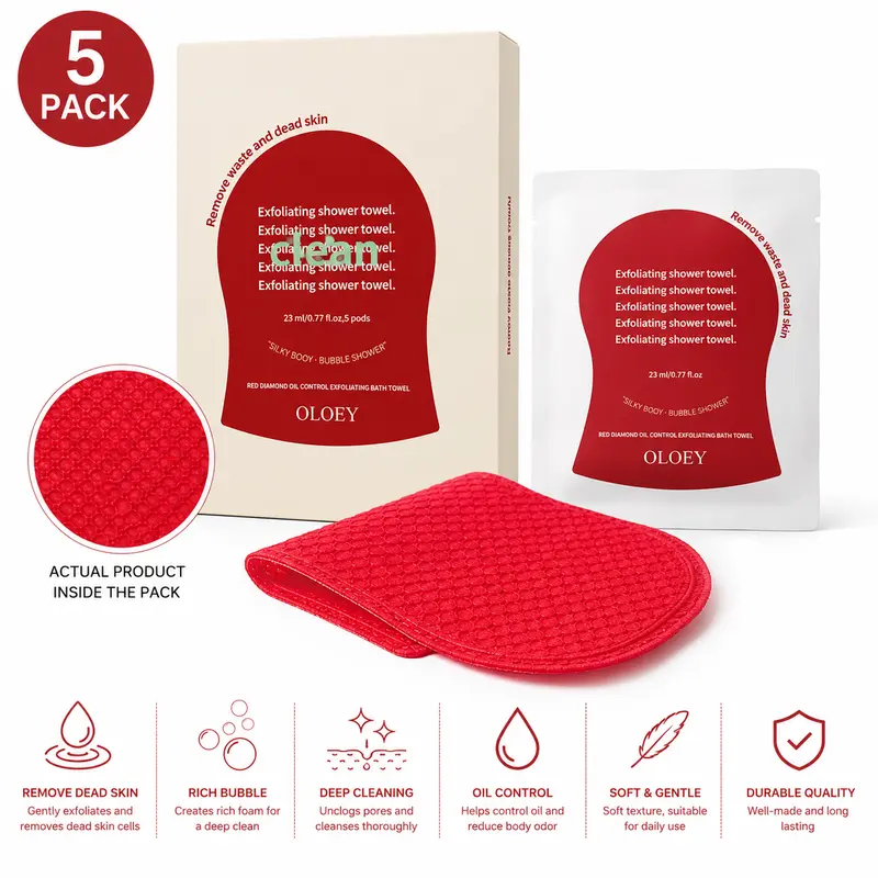 【Buy one, Get one free】Disposable Exfoliating Body Scrubber Towels, 15-Pack Foaming Body Care with Essential Oil for Smooth Skin, Travel Size for Adults, Foaming Body Care Towel