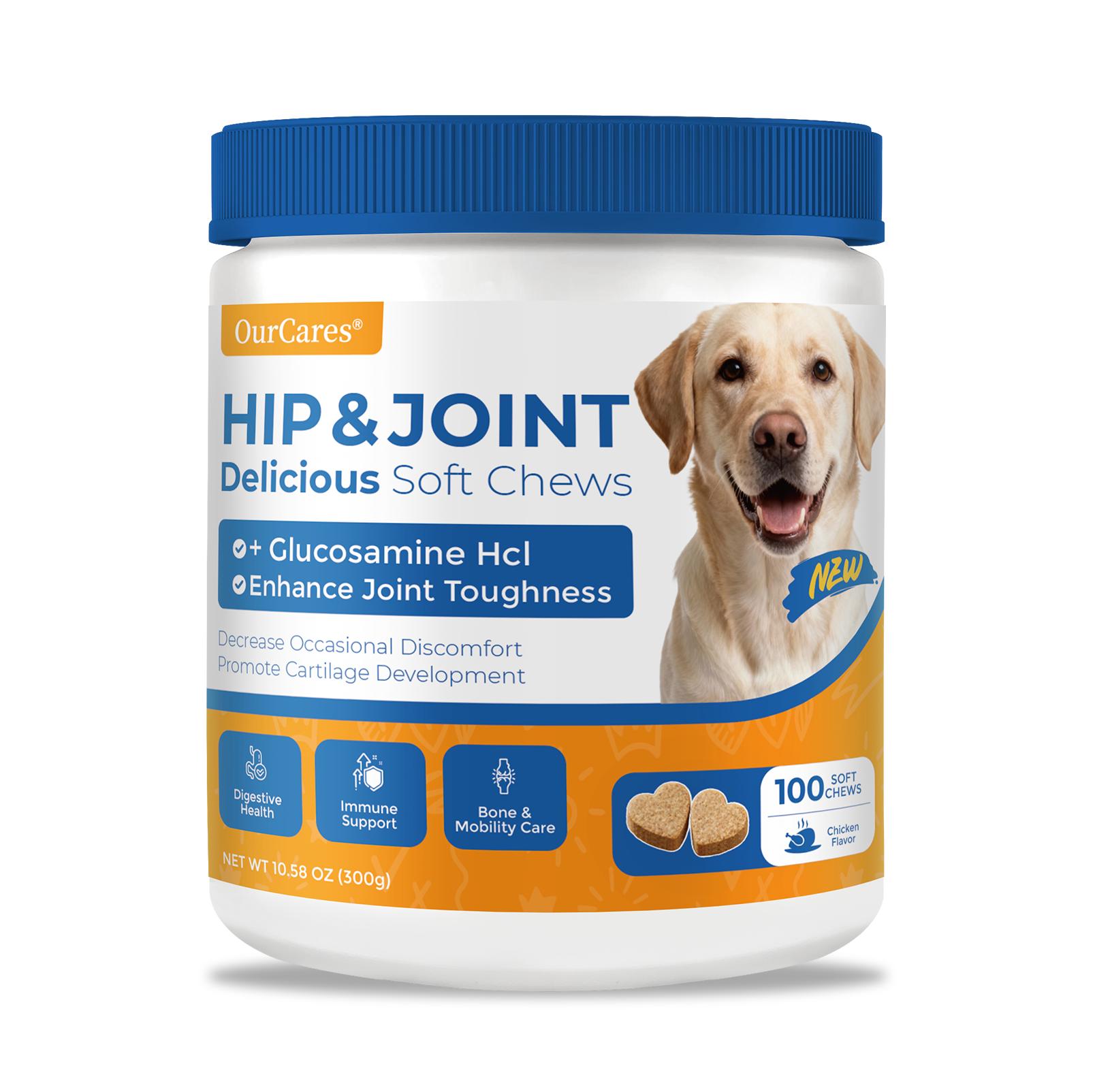 OurCares  Generation 2 Hip and Joint for Dogs Glucosamine for Dogs Hip and Joint Supplement with Chondroitin MSM Vitamins C & E - Chicken Flavor 100 Soft Chews Pet Daily Chews Snacks
