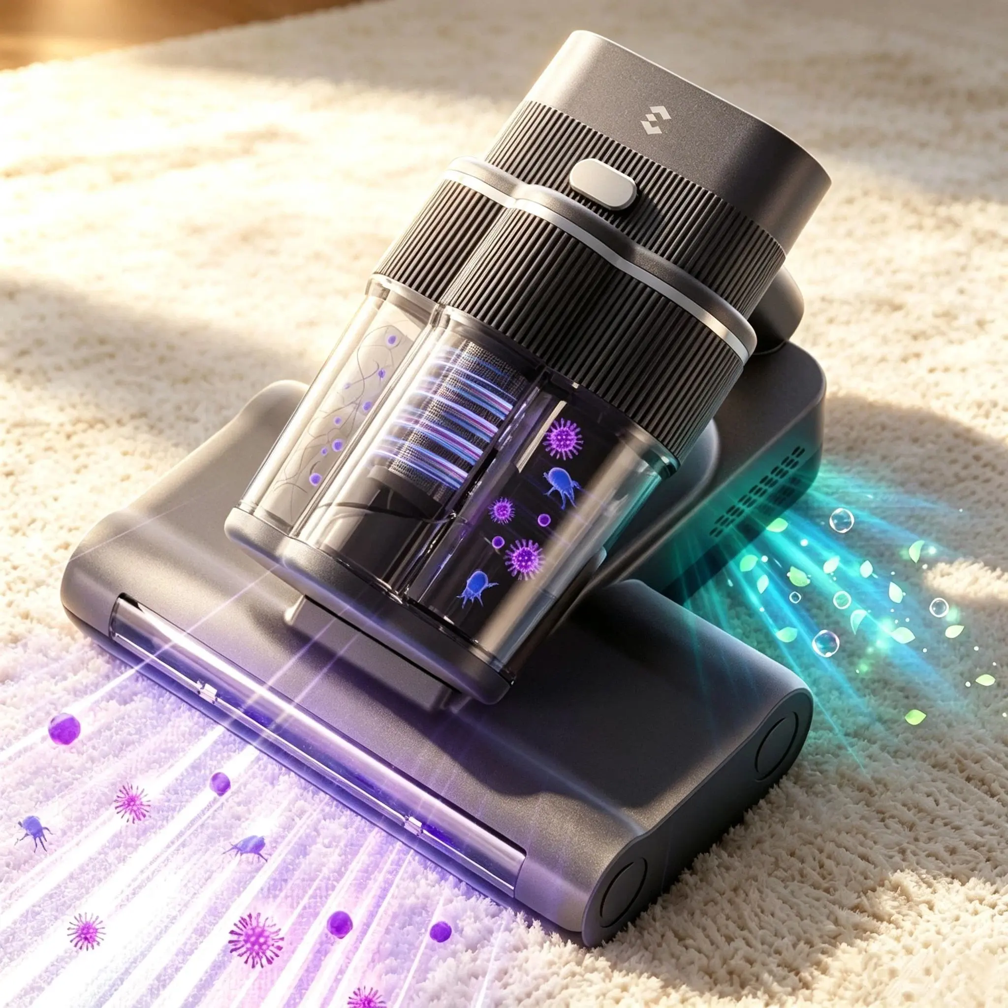 Mattress Vacuum Cleaner, 20Kpa Bed Vacuum Cleaner with 253.7nm UV-C Light, 140°F Heat, HEPA Filter & Ultrasonic, Corded, 500W, Dual Brushes, Triple-Cup Handheld Vacuums for Bed, Sofa, Couch, Crib
