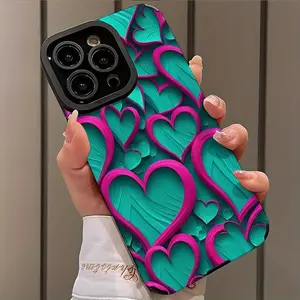 Turquoise Heart Design Shockproof Ultra-Thin Protective Cellphone Case Cover for iPhone 17/16/15/14/13/12/11/plus/pro Max, Dust-Proof and Stylish Gift