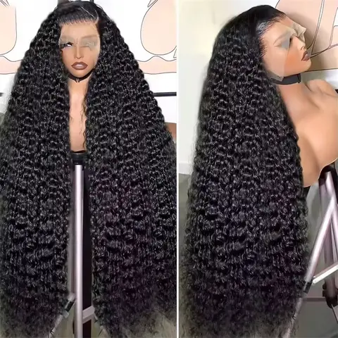 MYLOCKME Hair 16- 36 Inch Deep Wave 180% Density 13x6 HD Lace Front Human Hair Wig Loose Water Curly 13x4 Lace Frontal Wig Human Hair Wigs For Women 4x4 Lace Closure Human Hair Wigs