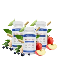 SkinVite Acne, Eczema, Psoriasis, & Rosacea Treatment for Face - Clear Skin Probiotics & Hormonal Acne Supplements Skincare (3-Pack)