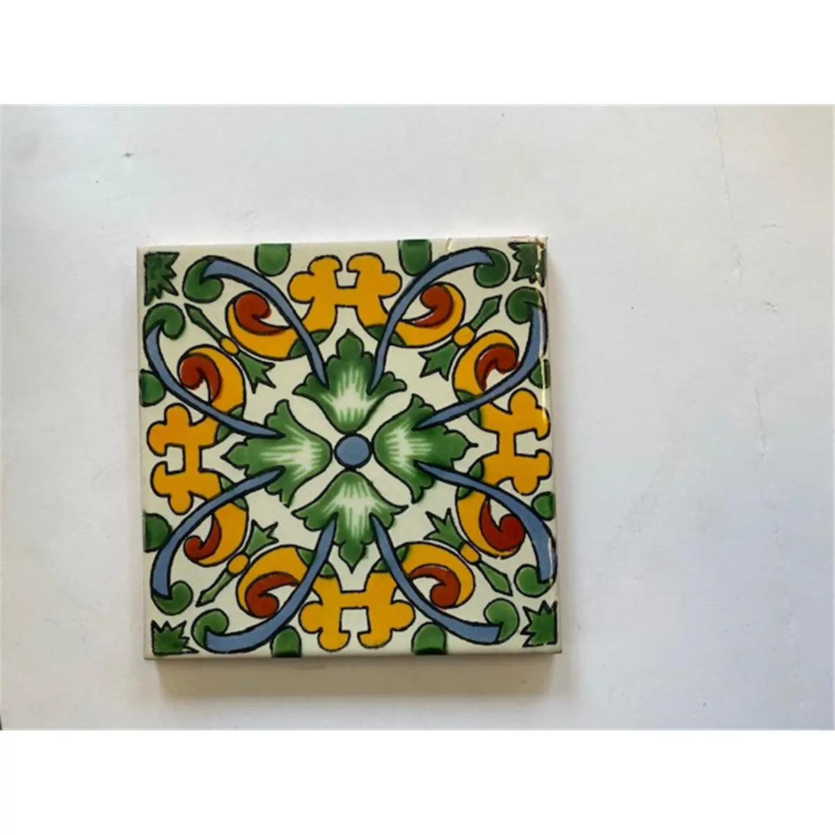 212 MAIN Mexican Decorative Tiles, 4-Pack Hand Glazed Talavera L122 Natural Clay Double-Fired 6x6 in., for Indoor-Outdoor Home Improvement & Building Supplies