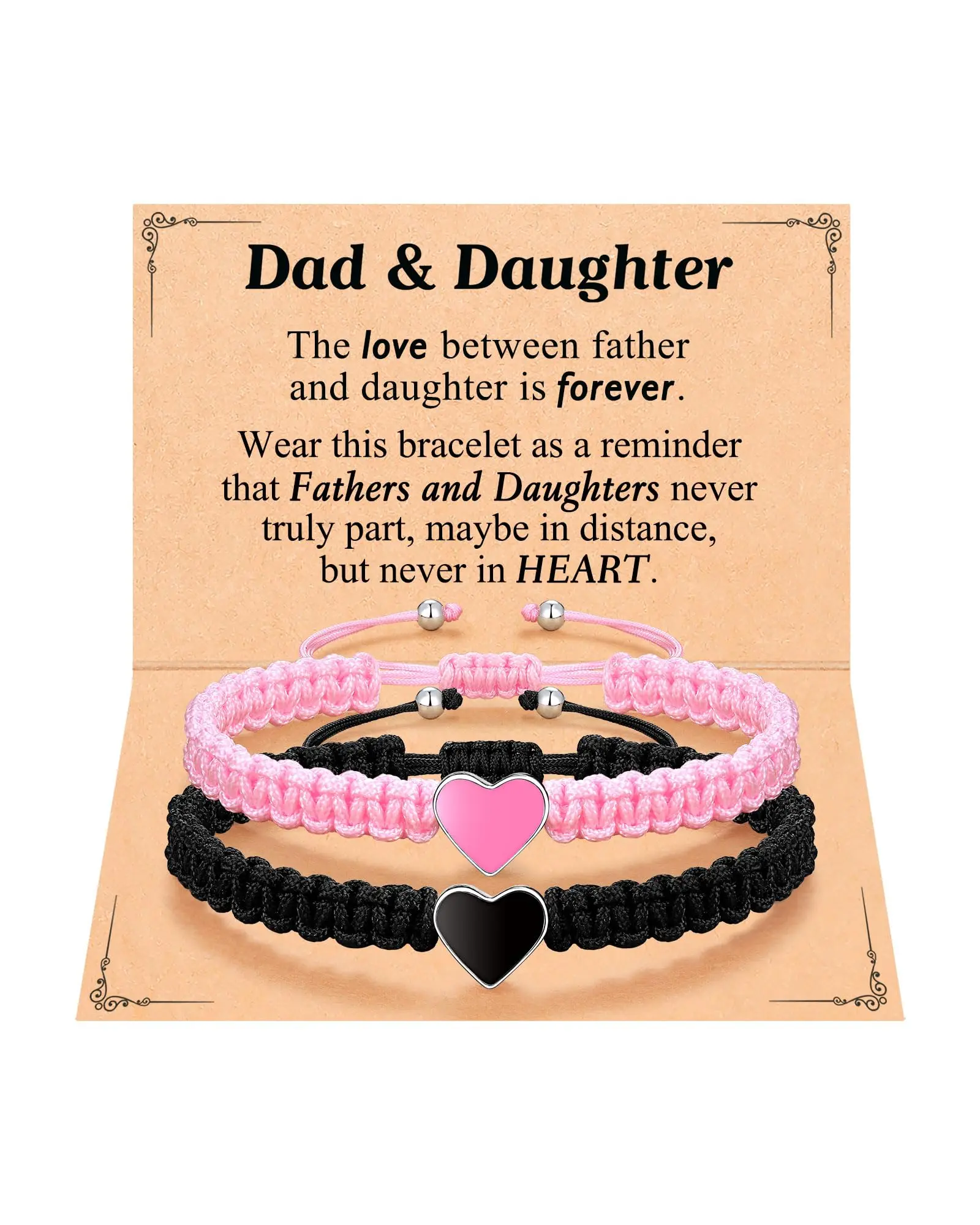 Artificial Gemstone Adjustable Bracelets - Stainless Steel Handwoven Rope Father-Daughter Matching Bracelets, Thoughtful Gift Ideas for Christmas, Birthday, Adjustable Bracelet, Father Daughter Bracelet