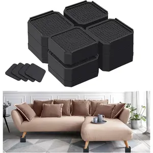 Heavy Duty Furniture Risers, Stackable Bed Risers, Adjustable Bed Raising Blocks, Elevation in Heights 3 Inch, for Sofa, Table, Chair, Couch, Washer, Support Up to 4000 lbs