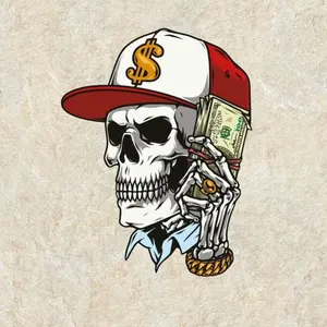 Iconic Skull Money Sticker, Laptop Water Bottle Decal Sticker