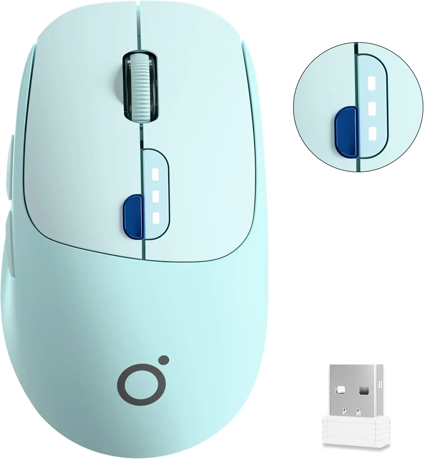 SEUNKWANG Dual-Mode Wireless Mouse with Visible Battery Indicator, Silent Rechargeable Bluetooth & 2.4G Computer Mouse, 1600 DPI, One-Click Desktop Privacy Key, Portable Mice for Laptop/PC/Mac - Blue