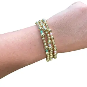 ENewton-Inspired Beaded Bracelet Stack | Set of 3 | Silver or Gold | Handmade Jewelry