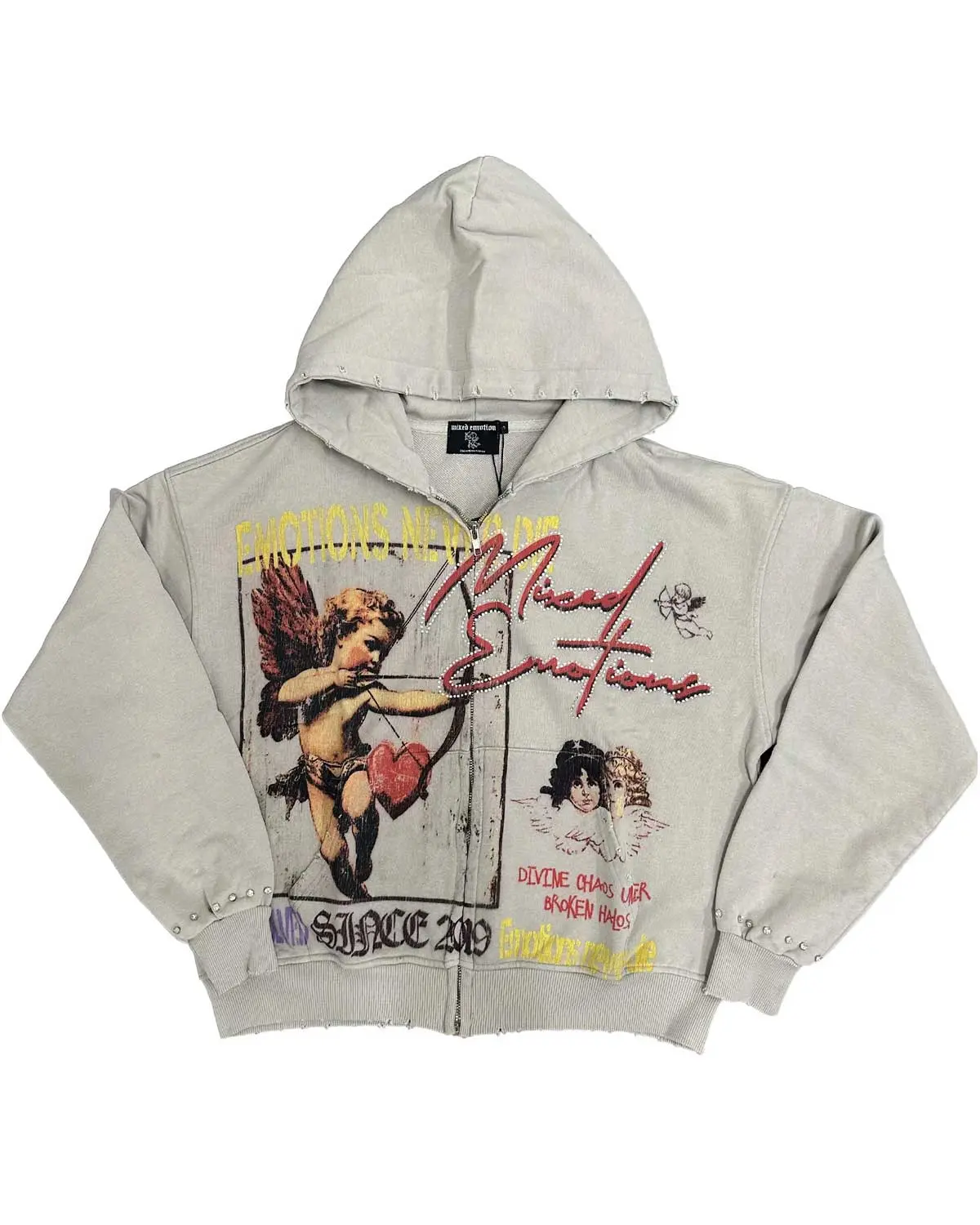 Mixed Emotions Broken Halo Hoodie Grey