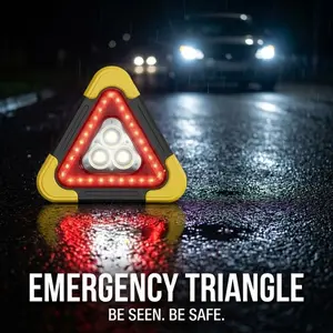 1 Pc Serein LED Emergency Triangle Strobe Light - Heavy Duty Auto Safety - Battery Operated (Not Included) - For Car Owners & Roadside Breakdowns