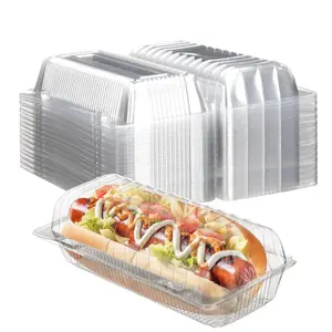 60Pcs Clear Plastic Hot Dog Tray with Hinged Lid 8.86 x 3.94 x 2.76 Inch Hot Dog Container Disposable Clamshell Take out Containers Cake Slice Containers for Bakery Dessert Salad Kitchenware - Home Improvement.