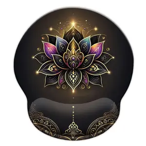 Ergonomic Lotus Pattern Mouse Pad with Wrist Rest, Ergonomic Support, Suitable for Desktop Computers, Office & Gaming Use, Home School Office Essential, Gaming Mousepad