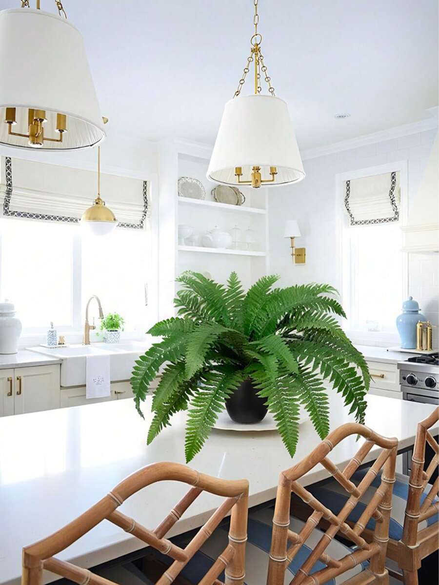 1pc/2pcs Branch Artificial Fern, 21 Inch Artificial Boston Fern, Artificial Green Plant, Long-Term Storage, Suitable For Home, Office, Yard, Garden Indoor And Outdoor Decoration 1 Pack, Home Decor