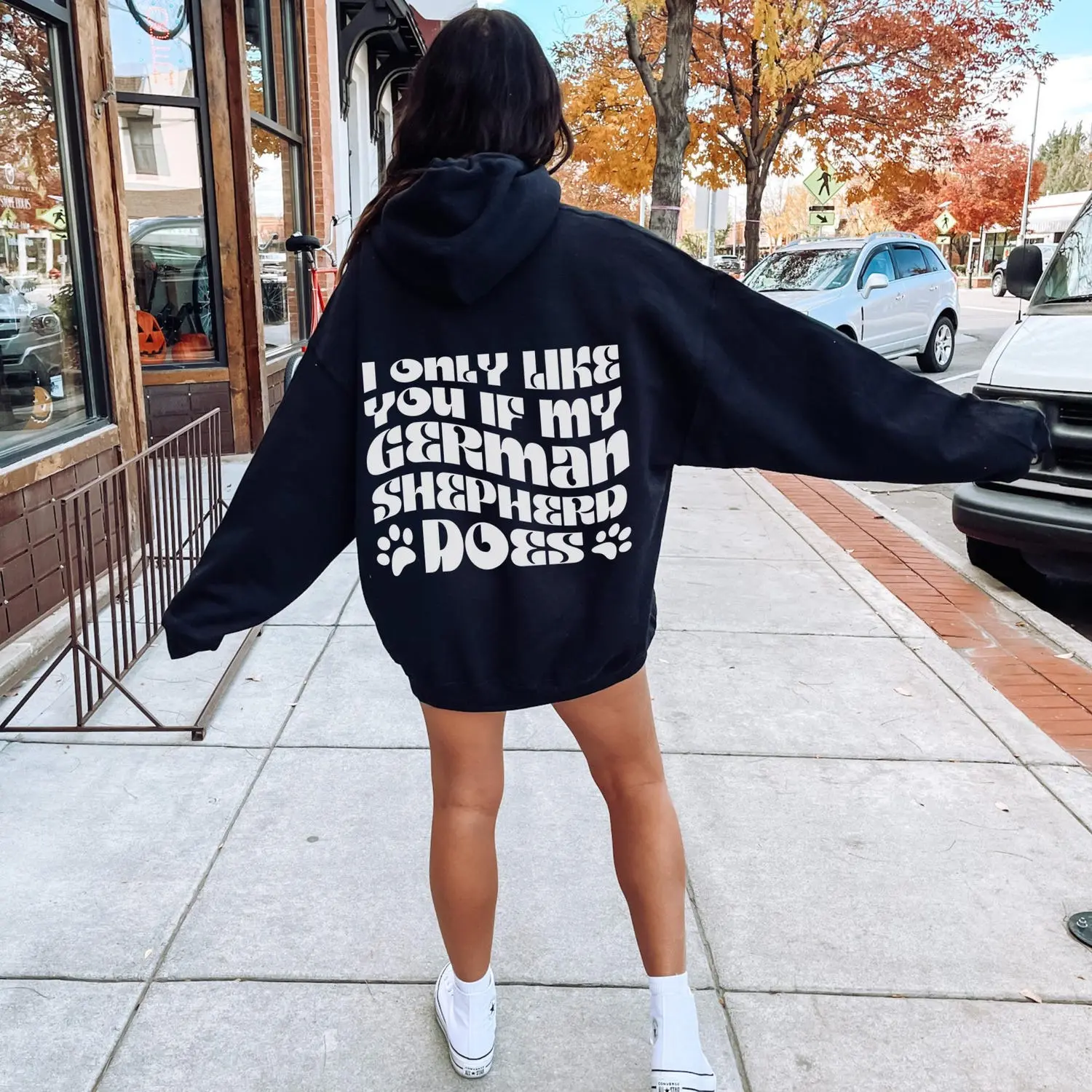 German Shepherd Hoodie Back Print German Shepherd Sweatshirt Funny Dog Mom Retro Hooded Pullover Sweater Fleece Dog Mama Gifts Sarcastic