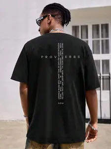 Proverbs 3:5-6 Christian Bible Verse Graphic T-Shirt, Minimalist Scripture Print Oversized Tee, Men's Short Sleeve Crew Neck Shirt, Trendy Faith Aesthetic Cotton Top for Believers, Christian Fans and Religious Streetwear Enthusiasts