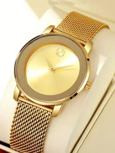 Men's Business Fashion Round Dial Stainless Steel Strap Quartz Watch, Fashion Watch for Party, Daily Clothing Decor, Trendy All-match & Exquisite Watch for Birthday Gift with Box, Fashionable Wristwatch, Casual Trendy Wristwatch