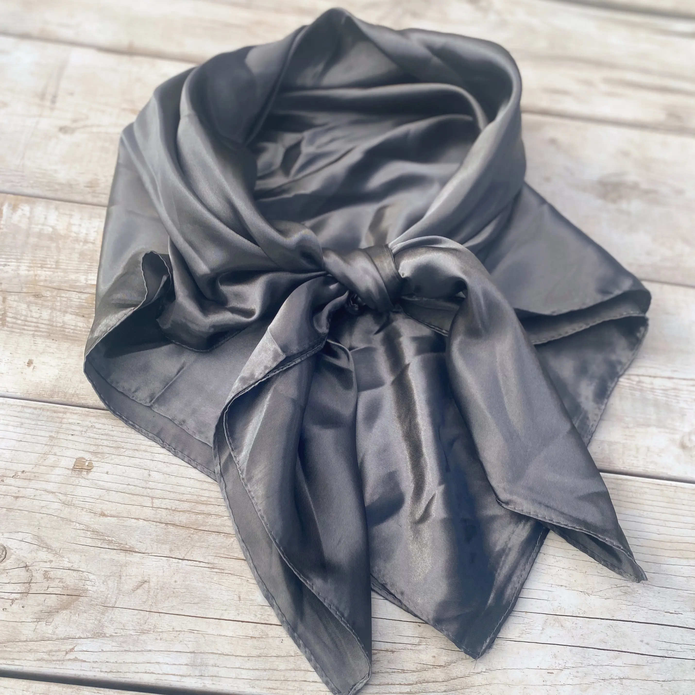 Metallic Gray Wild Rag, 35"x 35", Western Wild Rag, Boho, Cowboy Scarf