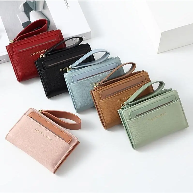 Women's Faux Leather Bifold Card Holder Wallet - Compact RFID Blocking Lightweight Wristlet Zipper Purse with ID Window, Easy-Clean Material, Mint, for Everyday Carry Gym Sports & Outdoor Accessory, Hands-Free Casual