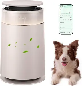 ‌Dreame FP10 HEPA Air Purifier with Self-Cleaning Pet Hair, Suck Up Floating Cat Dog Hair Dander for Home Large Room, 4 Filters Smart Air Cleaner for Pet Odor Purification, APP & Voice Control, FP10-Beige