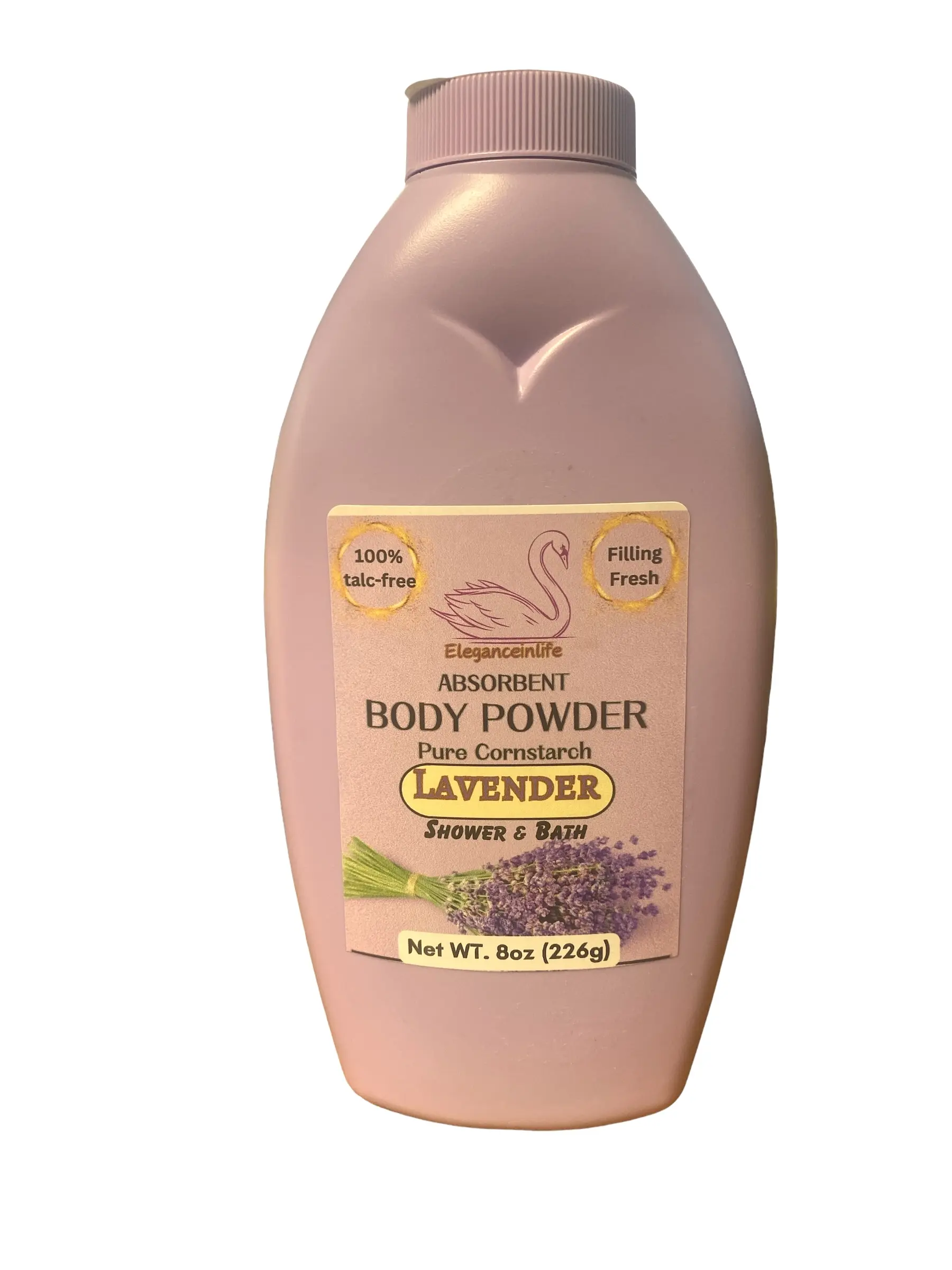 Pure Eleganceinlife Cornstarch Absorbent Body Powder - 100% Talc-Free with Lavender Scent, 8 oz (226g)
