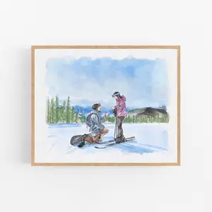 Couple Proposal Portrait, Custom Portrait From Photo, Engagement Gift, Gift for Couples, Anniversary Gift for him, Watercolor Painting