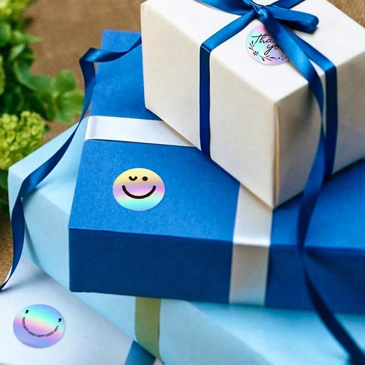 500pcs/roll Round Rainbow Smiley Face Stickers Roll, Waterproof Label Decorative Stickers, Various Patterns, Ideal for Gifts, Cards, Packaging, DIY Materials