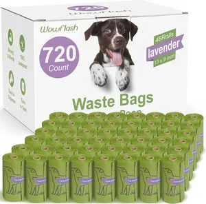 720 Count Lavender Scented 13” X 9”Dog Poop Bags Rolls, Leakproof Strong & Sturdy Waste Bags for Doggie Cat Pet Wowflash