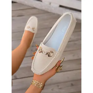 Women's Square Toe Loafers Slip-On Ballet Flats, Comfortable PU Leather Work Commuter Shoes, Fashion Office Footwear, All Seasons