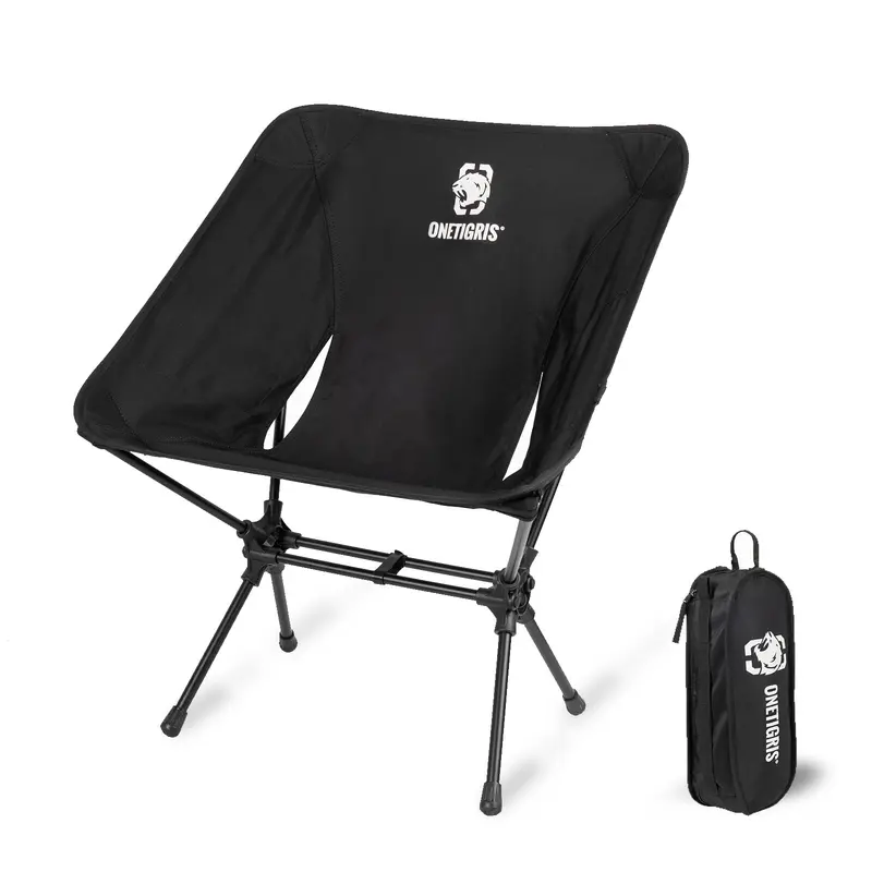 OneTigris Collapsible Folding Chair - Heavy-Duty Nylon Fabric Camping Equipment, 330lb Capacity, Compact Lightweight Unisex Chairs for Outdoor Garden Party, Trekking