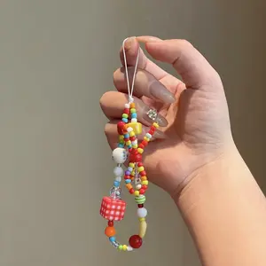 Dopamine color star beaded mobile phone case lanyard DIY handmade lanyard ccd camera lanyard anti-lost mobile phone rope