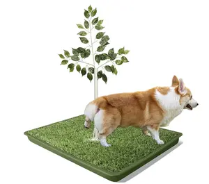 Fake Grass Pee Pad for Dogs with tray, Artificial Grass for Dog Training, Litter Box Tray, 2 Pack Replaceable Grass Indoor/Outdoor Puppy/Large Dogs, Washable,Easy Assemble Cleaning, Large 26"x26"