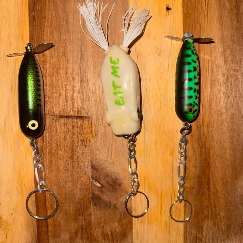 KeyLures Fishing Lure Keychains - Unique Design with "EAT ME" Text, Available in Multiple Colors