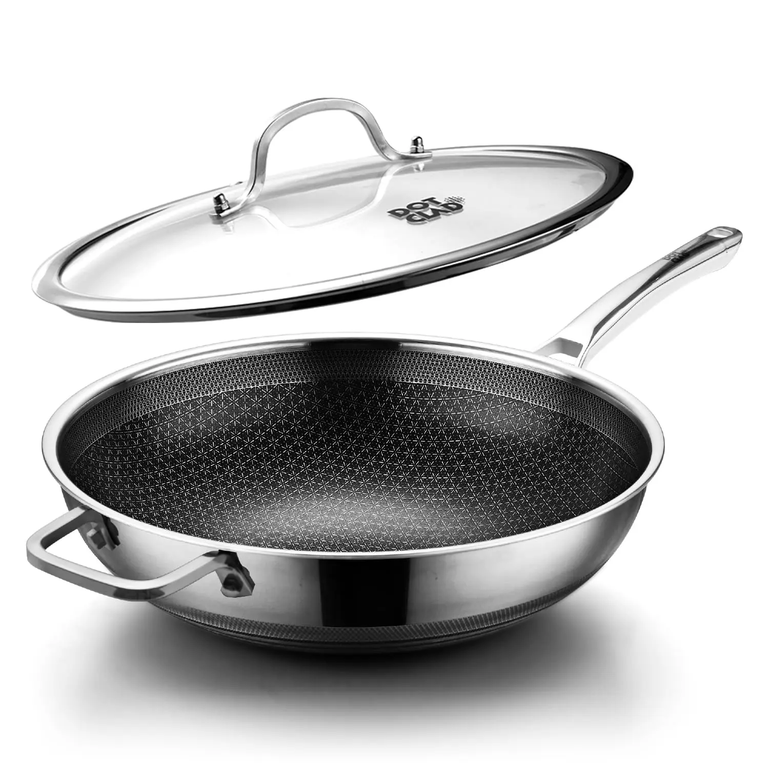 DOTCLAD 12-Inch Hybrid Stainless Steel Wok Pan with Lid – Nonstick Stir Fry Pan, Dishwasher Safe, Induction Compatible & PFOA Free summerwins