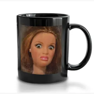 Creepy Barbie Meme Mug, Awkward Doll Coffee Mug, Funny Weird Barbie Cup, Hilarious Meme Coffee Cup, Quirky Creepy Face Mug, Viral Humor Mug, Unique Barbie Graphic Mug, Trendy Meme Gift