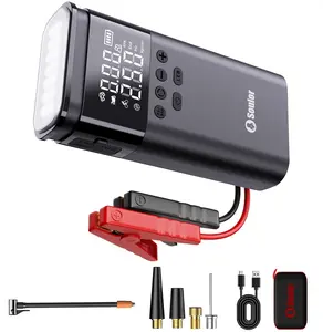 Portable Car Jump Starter With Air Compressor 8000A Peak (8.0L Gas, 6.5L Diesel) With 150 PSI Tire Inflator,15000mAh 12V Car Battery Jump Power With LED Light W100 portable jumpstarter batterycharger