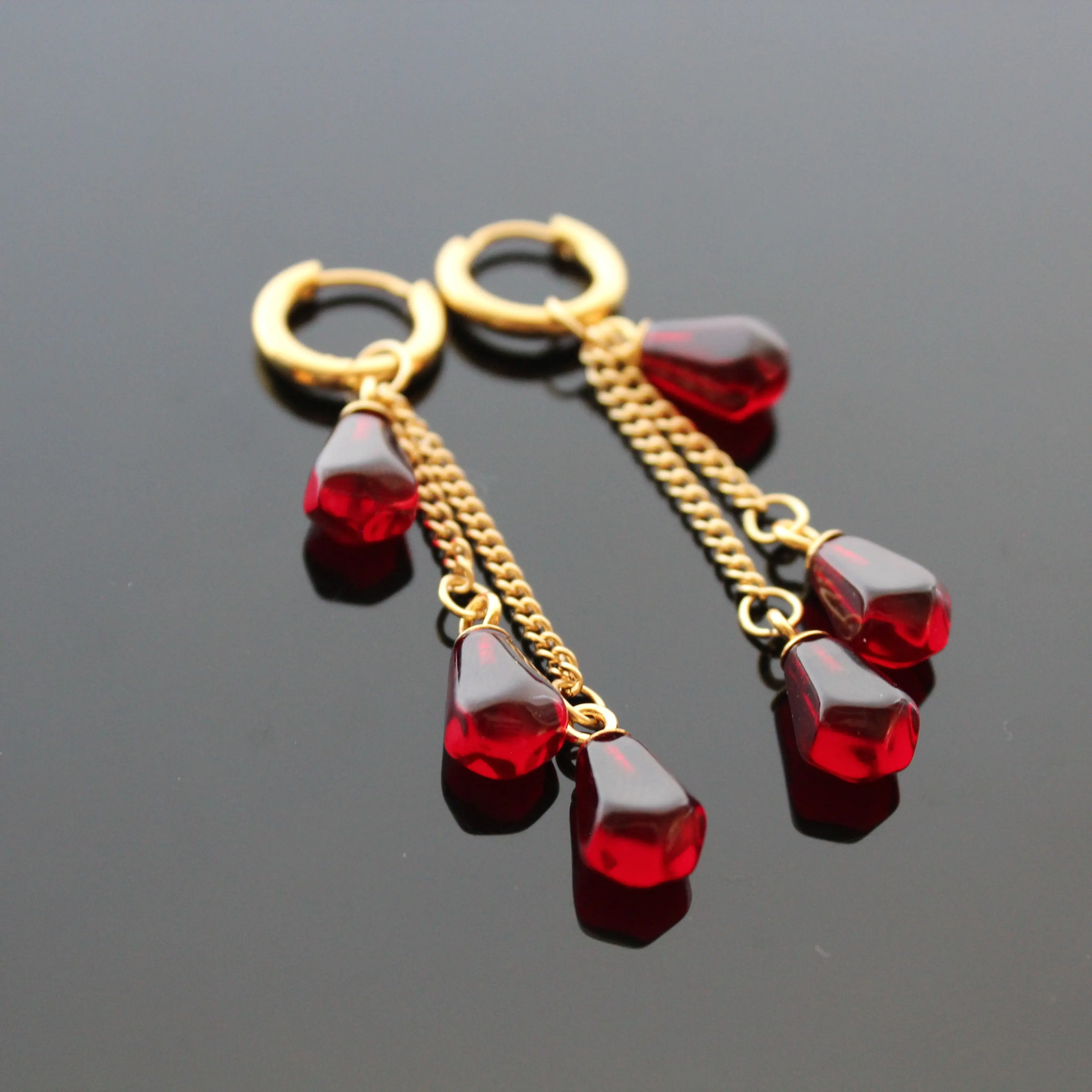 Pomegranate seeds earrings dangle earrings om small hoops
