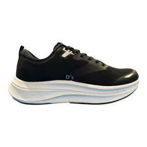 D’s Rise Men's Running Shoes Breathable Black Mesh Cushioned White Sole for Superior Comfort & Performance