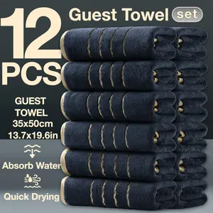 12-Piece Decorative Winter Thick Guest Towels, Modern Simple Bathroom Set, Strong Absorbent Quick Dry Microfiber, Reusable Washable Towels