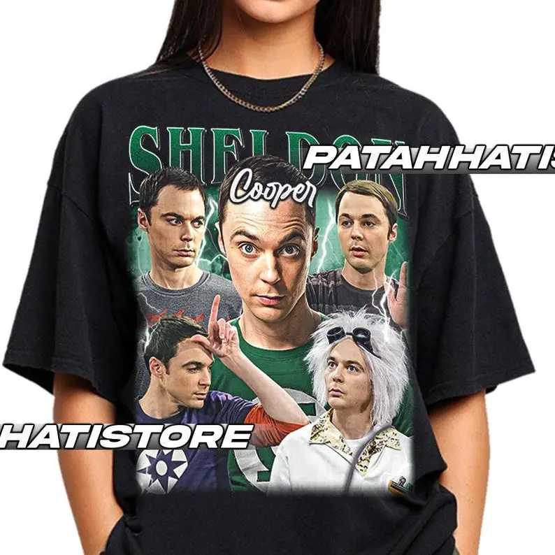 Men's 100% Cotton Sheldon Cooper Vintage Graphic T-Shirt - Fitted Cut, Classic Fit, Round Neck, Short Sleeves, Preppy Style, Casual, All Seasons, Tear-Away Tag, Ash/Charcoal, M Size, Chinese New Year Print, Menswear Top