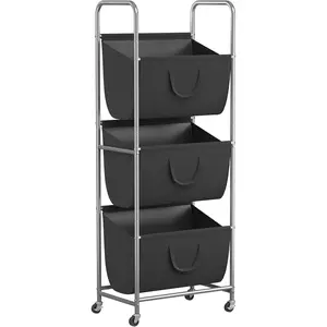 120L Vertical Rolling Laundry Hamper with Removable Bags, 3 Section Laundry Baskets with Wheels, Space-Saving 3 Tier Laundry Sorter for Small Spaces, Dorm, Bedroom, Bathroom, Laundry Room