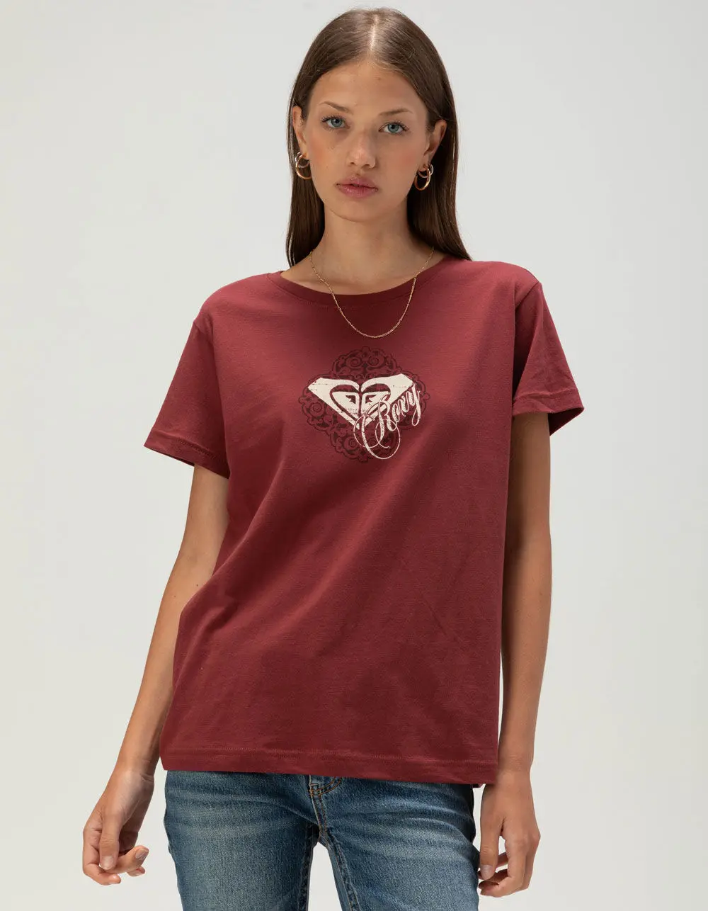 ROXY Rhinestone Womens Boyfriend Tee
