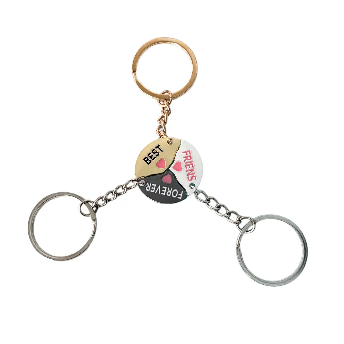 3 Piece Magnetic Best Friends Keychain Set, Round Puzzle Matching Key Ring, Friendship Cord Rope Keychain, Cute BFF Bag Charm Gift for Women Girls Teen Birthday Gift