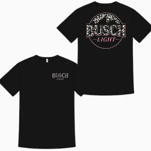 [Busch Light] Leopard Print Circle Logo Graphic T-Shirt, Trendy Aesthetic Beer Inspired Design for Women & Fashion Lovers, Perfect for Parties, Festivals & Casual Outfits UF