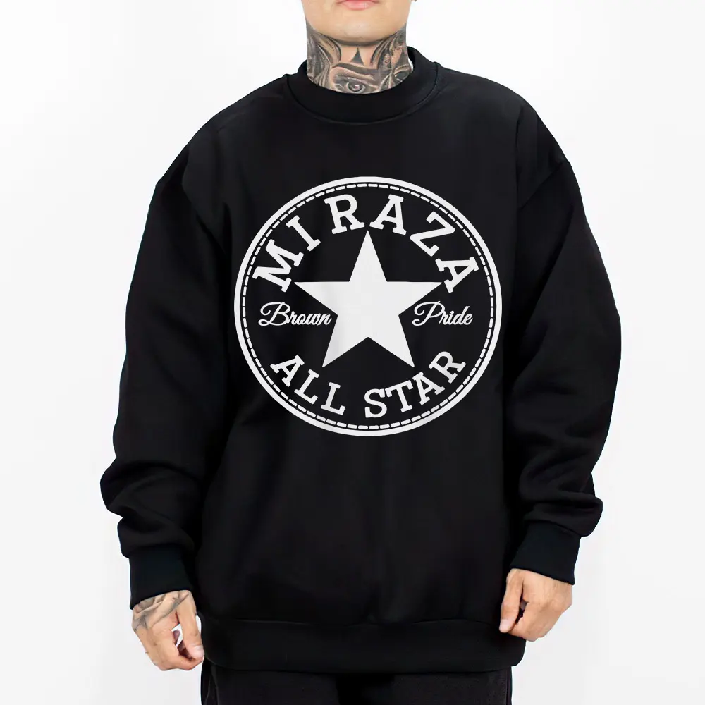 Mi Raza Brown Pride Chicano Clothing Lowrider Style Chicana Art Gangster Clothes Cholo Outfit Cotton Fabric Unisex Hoodie for Men and Women Long Sleeve Casual Streetwear